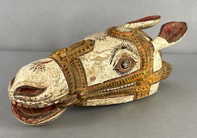 Wood Carved Painted Carousel Style Horse Head