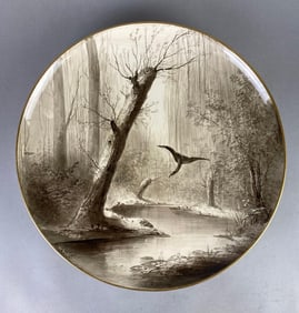 Large Copeland W. Yale Winter Landscape Porcelain Plate