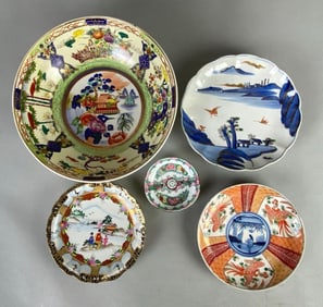 Group of Painted Asian Porcelain Bowls and Plates