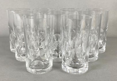 Group of 9 Clear Coin Dot Style Highball Glasses