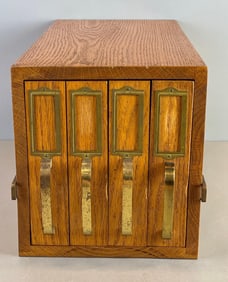 Vintage 4 Drawer Brass Hardware Wood Key Box
