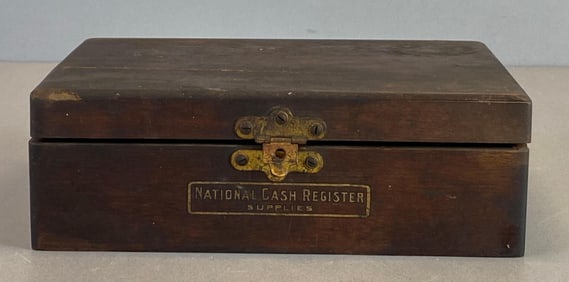 Vintage National Cash Register Supplies Wood Box with Tools