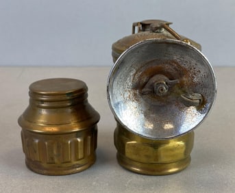 Antique Auto-Lite Brass Mining Lamp with Spare Reservoir