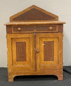Vintage Faux Wood Grain Wood Painted Cabinet