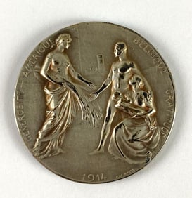 1914 Belgium Gratitude America Silver Medal
