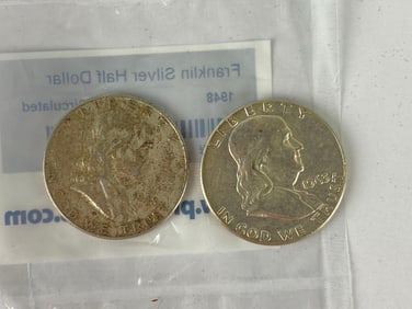 Group of 2 Franklin Silver Half Dollars