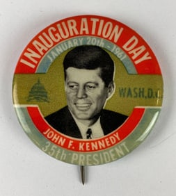 1961 John F Kennedy Inauguration Day Button Pin