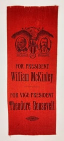 1900 William McKinley Theodore Roosevelt Champaign Ribbon