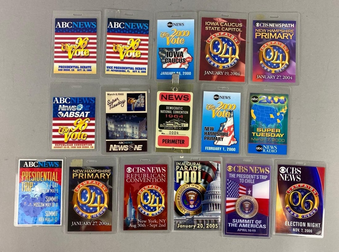 Group of 16 Political Badge Passes (1 of 2)