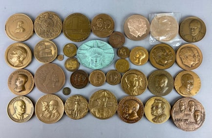 Group of 25 Table Medals and More