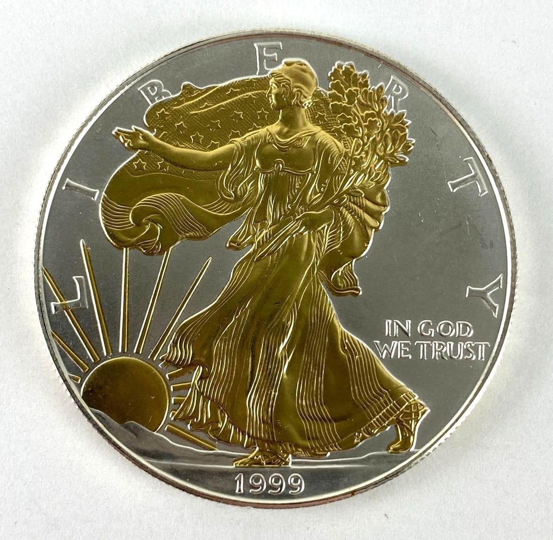 1999 US $1 American Silver Eagle 1 oz Silver Bullion Coin (1 of 2)