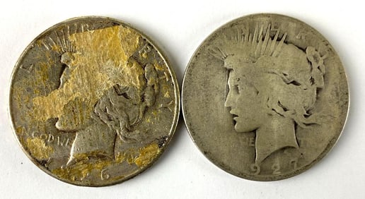 Group of 2 Peace Silver Dollars