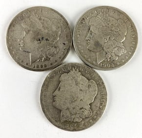 Group of 3 US Morgan Silver Dollars