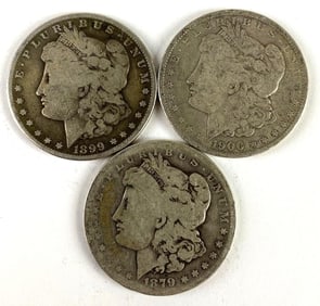 Group of 3 US Morgan Silver Dollars