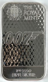 The Royal Mint 007 Diamonds Are Forever 1 oz .999 Fine Silver Ingot/ Bar