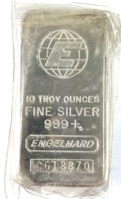 Engelhard 10 oz .999 Fine Silver Ingot/ Bar