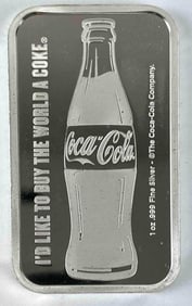 Coca Cola 1 oz .999 Fine Silver Ingot/Bar