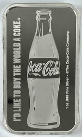 Coca Cola 1 oz .999 Fine Silver Ingot/Bar