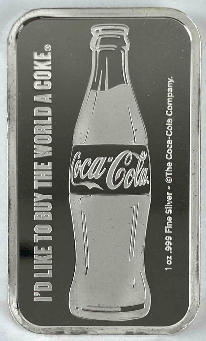 Coca Cola 1 oz .999 Fine Silver Ingot/Bar (1 of 2)