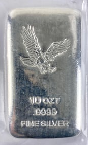 Silvertowne Eagle 10 oz .999 Fine Silver Ingot/ Bar