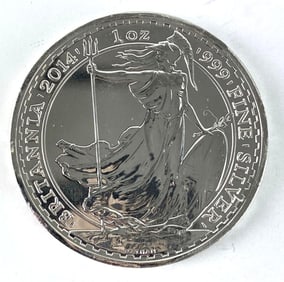 2014 Great Britain 2 Pound Britannia 1 oz .999 Fine Silver Coin