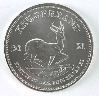 2021 South African 1 Rand Krugerrand 1 oz .999 Fine Silver Coin: 2021 South African 1 Rand Krugerrand 1 oz .999 Fine Silver Coin