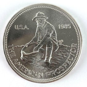 1985 Engelhard The American Prospector 1 oz .999 Fine Silver Round
