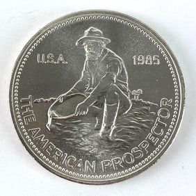 1985 Engelhard The American Prospector 1 oz .999 Fine Silver Round