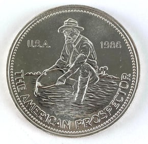 1986 Engelhard The American Prospector 1 oz .999 Fine Silver Round
