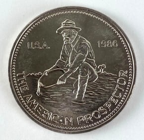 1986 Engelhard The American Prospector 1 oz .999 Fine Silver Round