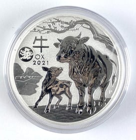 2021 Australia $1 Year of the Ox 1 oz .999 Fine Silver Coin