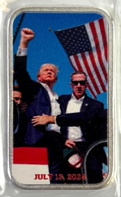 Donald Trump"Fight Color July 13th Assassination .999 Fine Silver Bar Sealed
