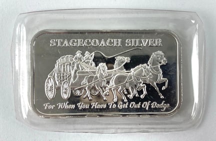 Stagecoach Silver 1 oz .999 Fine Silver Ingot/ Bar