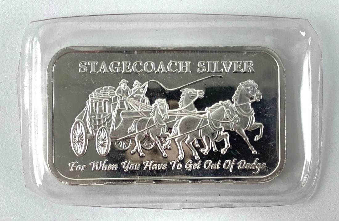Stagecoach Silver 1 oz .999 Fine Silver Ingot/ Bar (1 of 2)