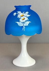 Westmoreland Blue White Hand Painted Glass Fairy Lamp