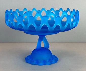 Westmoreland Blue Satin Glass Lace Compote