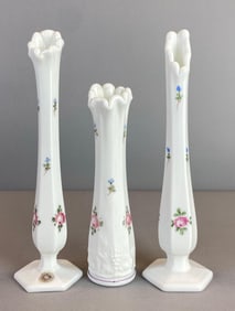 Group of 3 Westmoreland Floral Motif Glass Bud Vases