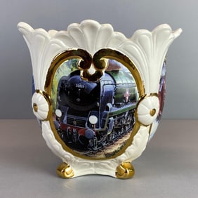 Majesty of British Steam Locomotives Porcelain Vase