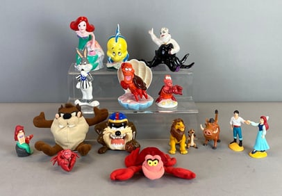 Group of Mostly Disney Pop Culture Figurines and Plush Toys