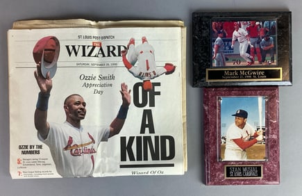 Group of 3 Iconic St Louis Cardinals Baseball Players Items