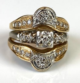 14K White and Yellow Gold Diamond Bridal Ring Set