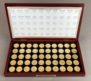 Gold and Silver Highlighted US Statehood Quarters Display