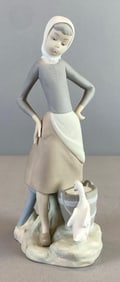 Lladro Girl With Milk Pale Porcelain Figurine