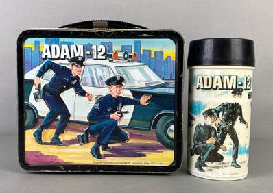 1972 Aladdin Adam-12 Metal Lunchbox with Thermos