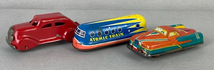 Group of 3 Tin Litho and Pressed Steel Vehicles