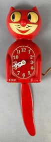Vintage Red UL Wall Hanging Kit Cat Klock