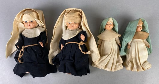 Group of 4 Plastic and Composite Nun Dolls