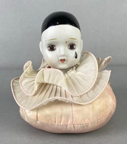 French Pierrot Porcelain Pincushion Doll