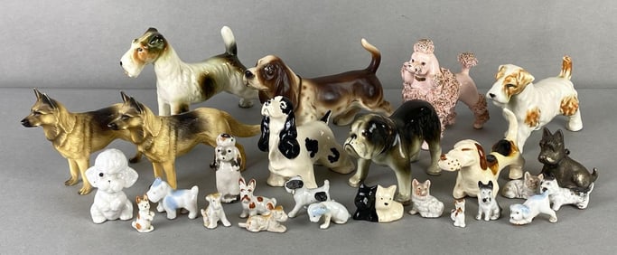 Group of Porcelain Dog Figurines and More