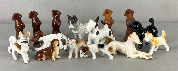Group of Porcelain and Ceramic Dog Figurines
